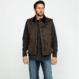 Cripple Creek Mens Enzyme Cord Collar CCP Chocolate Cotton Blend Cotton Vest XL